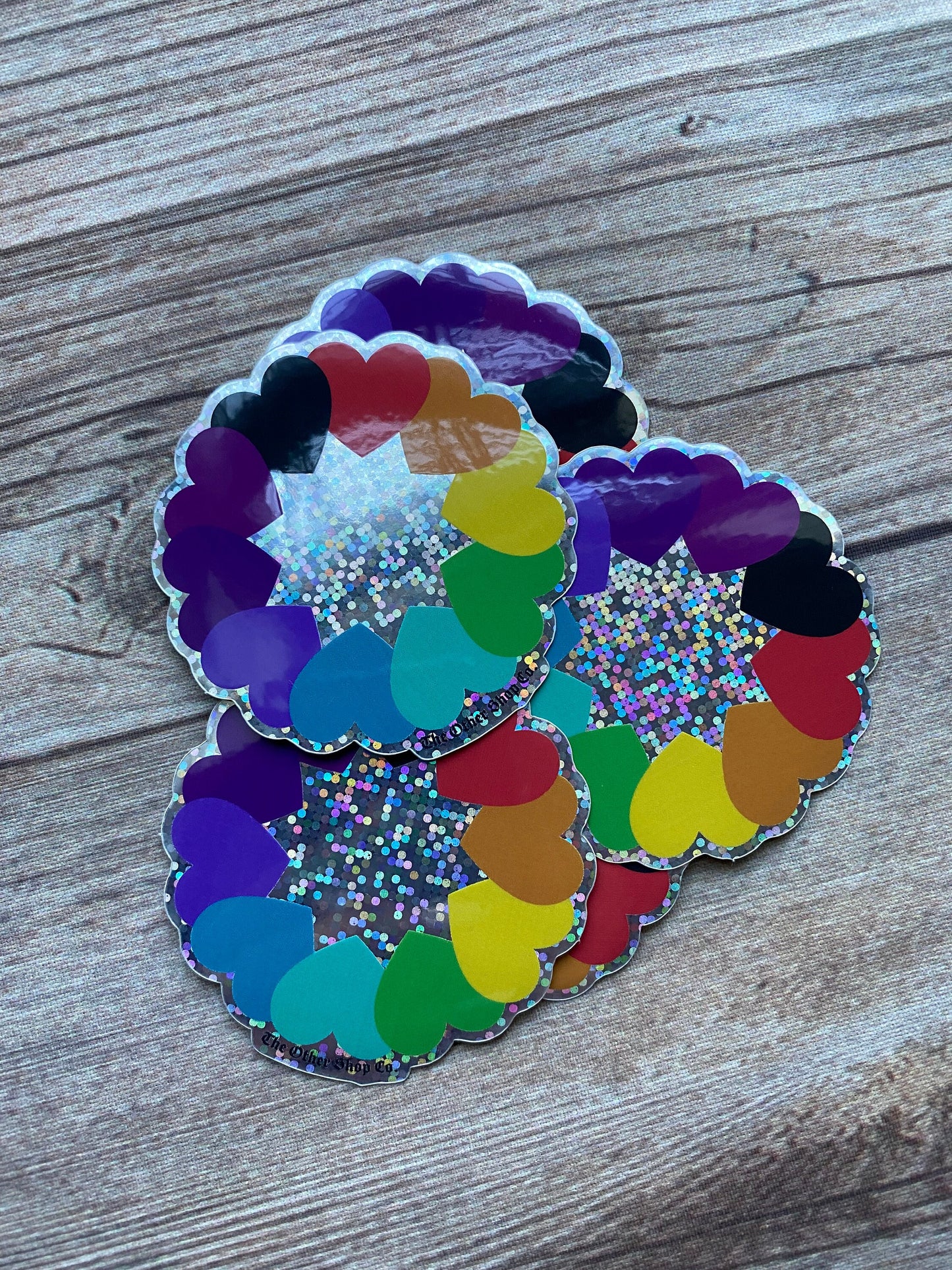 Rainbow Hearts Glitter Sticker