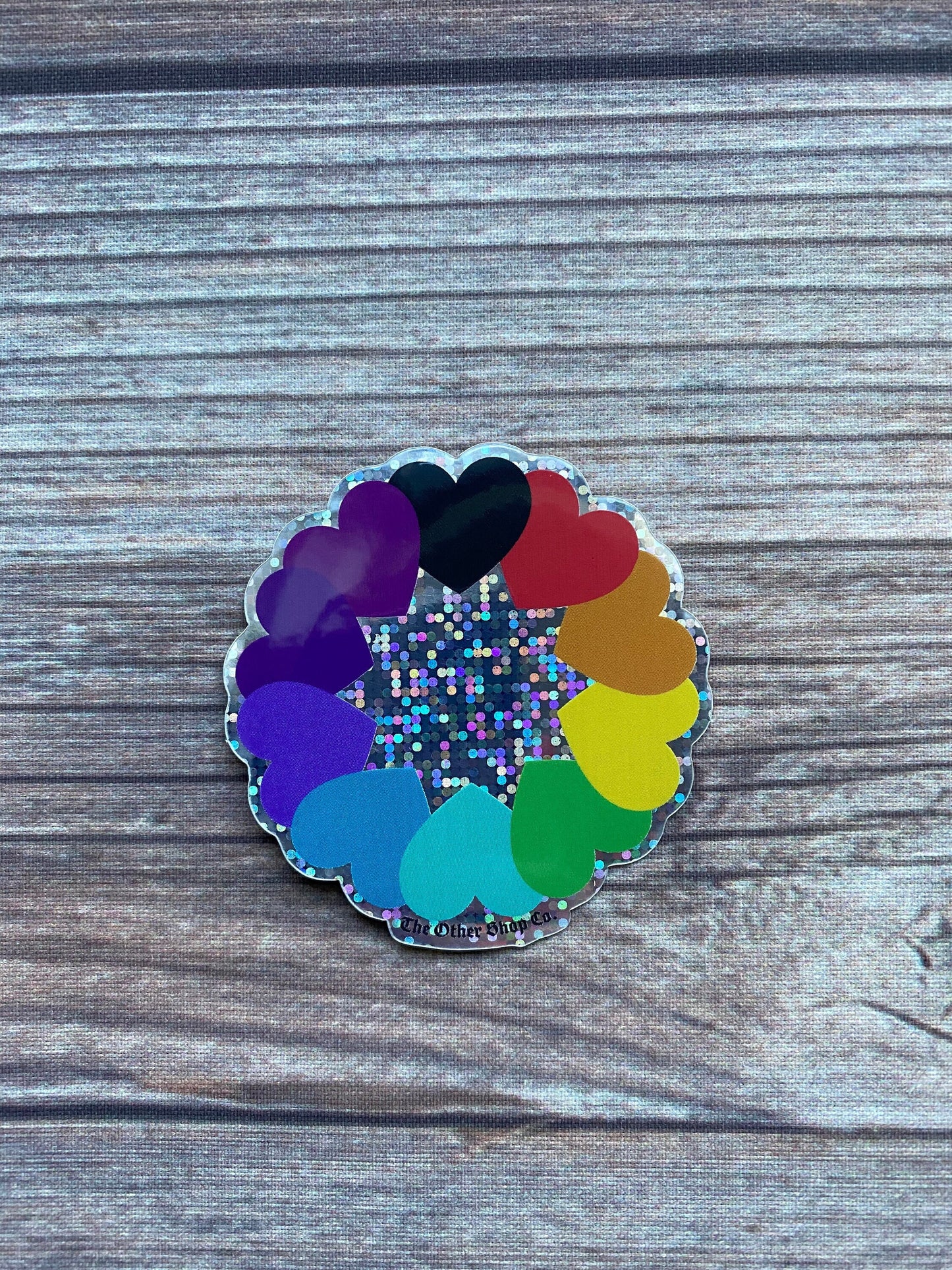 Rainbow Hearts Glitter Sticker
