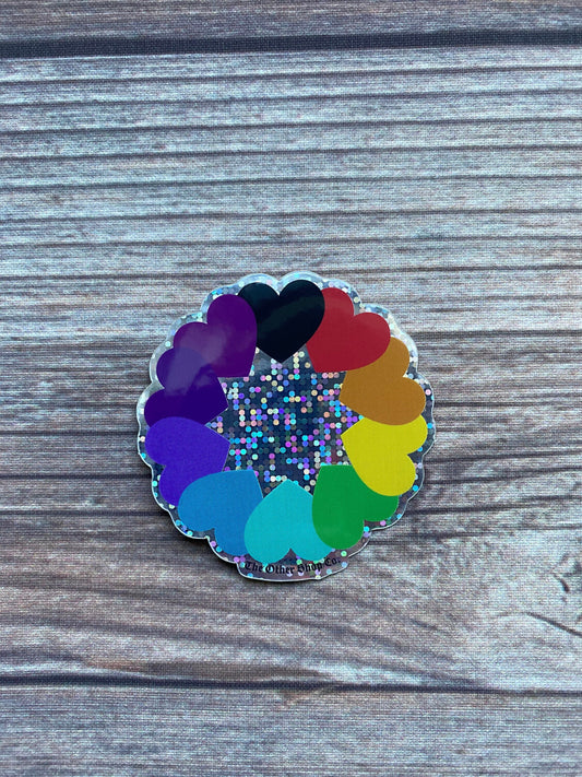 Rainbow Hearts Glitter Sticker