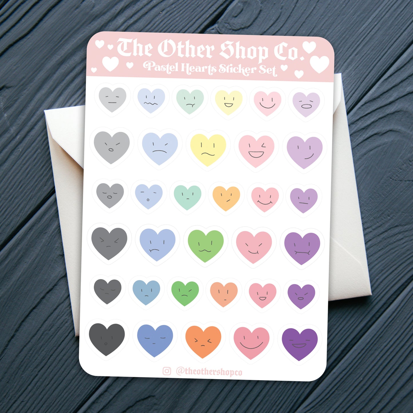 Smiley Face Pastel Hearts Sticker Sheet