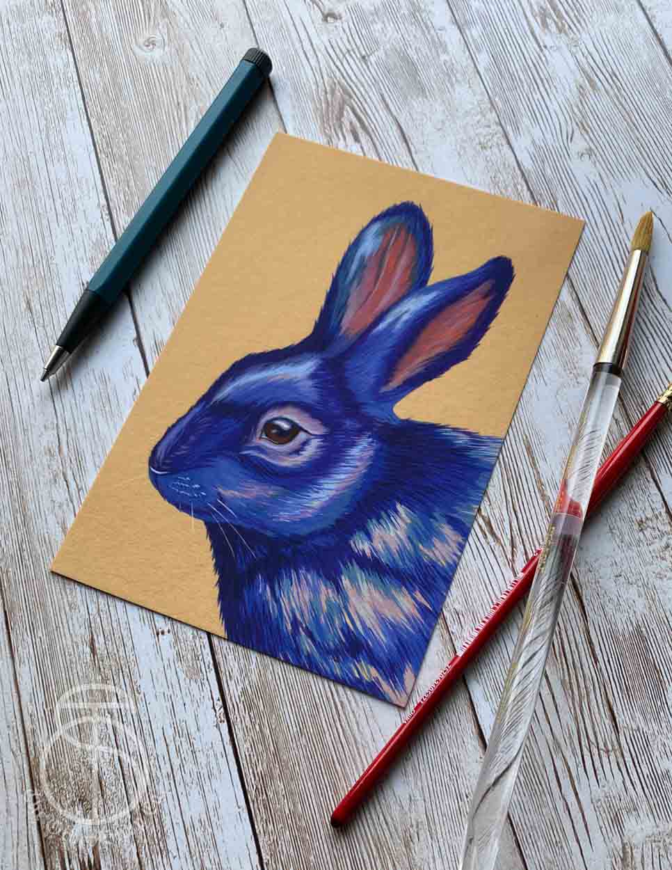 Blue Rabbit Art Print