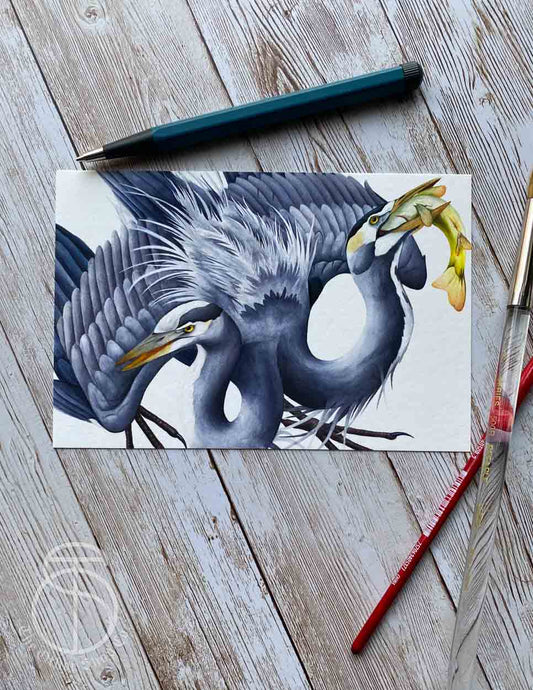Double Headed Heron Art Print