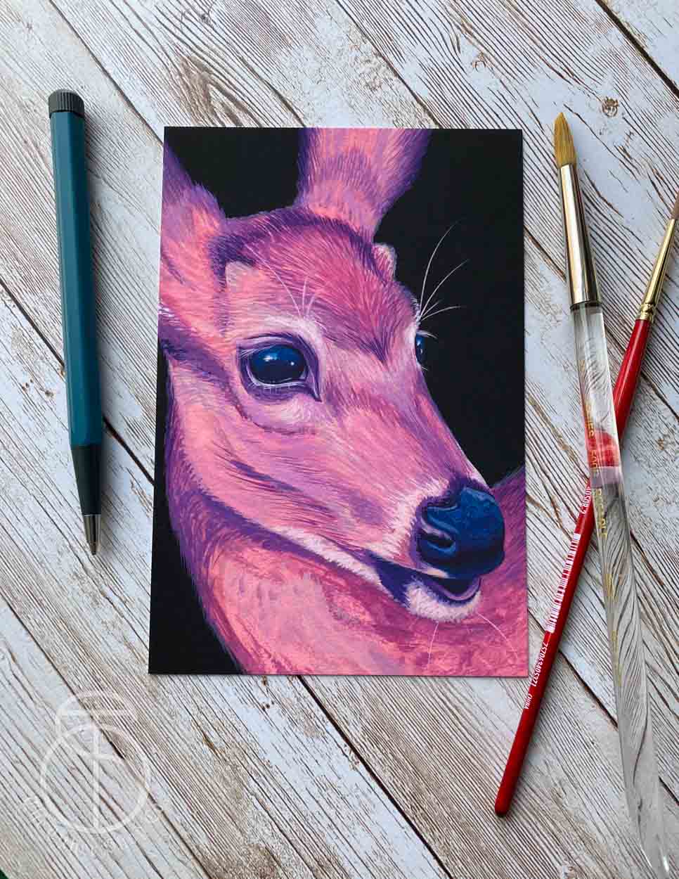 Pink Deer Art Print